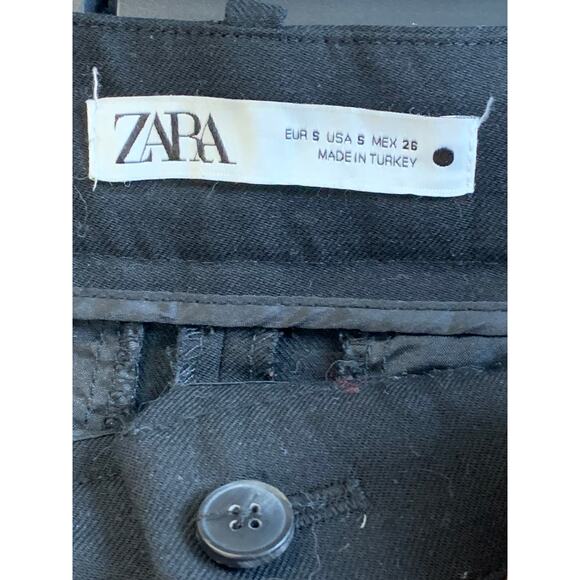 Zara Women's Wide Leg Chino Pants Mid-Rise Flat Front Casual Black Size 6 - Picture 3 of 4